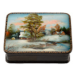 Шкатулка из папье-маше "Зима в деревне"