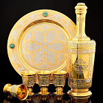 0054646/6878/П-4п Златоуст Набор "Ликерный" на 4 персоны, Графин, поднос+ 4стопки