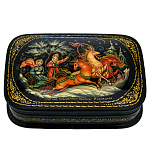 0044939/13*9см  Лаковая миниатюра Палех ШКАТУЛКА "Тройка" Кузнецова