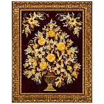 0054439 Картина янтарная "Букет в вазе" фон темно-бордовый 60*80 см