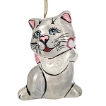  БЕЖЕВЫЙ Скульптура КОТ С БАНТОМ  высота 9 см