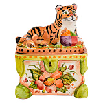 /МАЙОЛИКА  Тигренок на шкатулке  с мячом