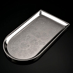 8052 Поднос хромированный (под самовар)  29*16см д/чая с гравировкой ПРЕЗЕНТ