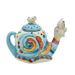 /ЦВЕТ Гжель Чайник"УЛИТКА" коллекционный (в цвете )