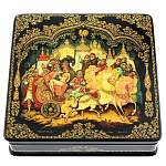 0050573/15*15см  Шкатулка лаковая миниатюра Холуй "Сказка о золотом петушке"173,1