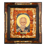 Икона янтарная "Святой Николай Чудотворец" 22х24 см