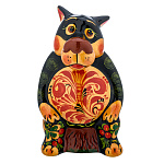 0065259 Хохлома Скульптура "ВОЛК. ЩА СПОЮ!" ок..9*10*15см