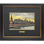 /25*32см Офорт цветной  "Вид на Кремль с набережной (теплоход)" 