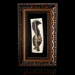 0064419/2 Клык моржа ПАННО в раме "Дикий кот" 34*21/23*11см (черная коробка)