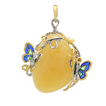 0068237/7,87г Серебро 925* ПОДВЕСКА  вст.Янтарь/позолота/родий