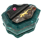 290802/8013 Нат.камень Шкатулка для украшений Змеевик 140*100*90 мм