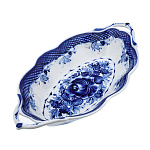 0070367 Гжель ЛОТОК для заливного овал в коб 29,5*15 см Авт. Алехин С.С.