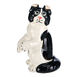 00612701  Сувенир Скульптура "УДИВЛЕННЫЙ КОТ" черный,фарфор 9*13см