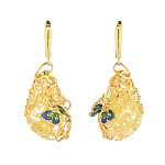 0068239/13,52г Серебро 925* СЕРЬГИ  вст.Янтарь/позолота