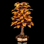 0055270-НП ДЕРЕВО ДЕНЕЖНОЕ ЯНТАРНОЕ на подставке, выс. 50см, шир.подставки 17см 123л