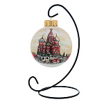 Елочный шар с ручной росписью "Храм Василия Блаженного"