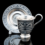 Чайная пара с гравировкой и чернением (серебро 875*)
