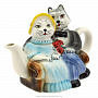 Чайник "Кошки". Гжель в цвете, фотография 1. Интернет-магазин ЛАВКА ПОДАРКОВ