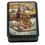 0078132 Шкатулка с росписью "Москва. ХВБ" 9*11*3 см