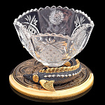 14449/ЛТ-средняя-13см Златоуст Икорница "Осетр" +поднос Золото, Хрусталь, в П/У