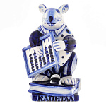 0024753  Гжель Скульптура "Крыса канцелярская (Бух-учет)"  Авт. Черновы Л.и В.