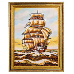 Картина янтарная "Корабль в море. Парусник" 60х80 см