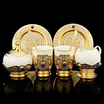  Златоуст Кофейный набор на 2 персоны с сахарницей и сливочником Лазурит в П/У