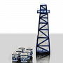 Штоф "Нефтяная платформа" (6 стопок) Гжель, фотография 2. Интернет-магазин ЛАВКА ПОДАРКОВ