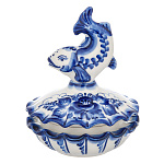  Гжель Икорница"Рыбка" Авт.работа