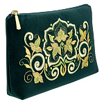 -2090000006445 Косметичка тк.бархат Мод 425-1 Рис 2020 А разм 13*18,5*3,5 /тк.бархат т-зелены