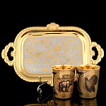 0039118 Златоуст НАБОР водочный "ЗВЕРИ": Поднос + 2 стопки в уп.