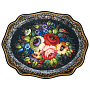 Поднос с авторской росписью "Цветы" 38х31 см, фотография 1. Интернет-магазин ЛАВКА ПОДАРКОВ