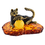 0058569/220 Сувенир Кошка с мышкой (коньячный)