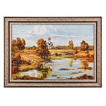 Картина янтарная "Осенний пейзаж. Храм" 60х40 см