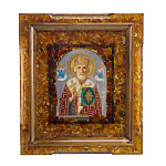 Икона янтарная "Николай Чудотворец" 34х39 см