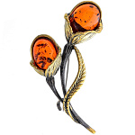 0045382/1967.4 Брошь Тюльпаны (коньячный)