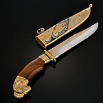 0019357 Златоуст Оружие сувенирное НОЖ "Архар"ц/мет. ножны, фианиты, позолота 