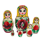 00151542/6м-11см/53-113 МАТРЕШКА СЕМЕНОВСКАЯ "Россиянка" желтый платок 11см