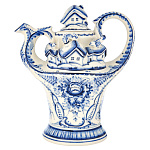 10677 Гжель Чайник "Избушка" 28*24см Авт. Исаев С.В.