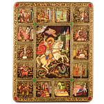 0062506/30*37см Икона подарочная"Чудо св. Георгия о змие" мор.дуб  в ПУ (RTI-751-1.m)