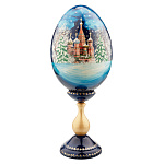 Деревянное пасхальное яйцо на подставке "Москва. Храм Василия Блаженного"