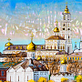 Картина перламутровая "Сергиев Посад. Лето" 42 х 34 см, фотография 3. Интернет-магазин ЛАВКА ПОДАРКОВ