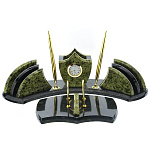 0037167/6791  Нат.камень НАСТОЛЬНЫЙ НАБОР  (змеевик)