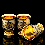 0049122 Златоуст НАБОР РЮМОК охотн. "ГЕРБ РФ"  3шт.   4489/4497