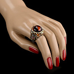 820969/фианит/8,09г  Серебро 925* КОЛЬЦО вст.Янтарь фианит  р/п 