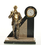 11233 Бронза Часы "Шахтёр" Змеевик (1.32)