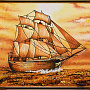 Картина янтарная "Корабль-парусник" 60х80 см, фотография 2. Интернет-магазин ЛАВКА ПОДАРКОВ