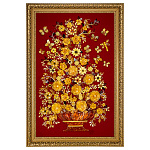 0061073-НП-60*95см Изделия из янтаря КАРТИНА "ЛЕТНИЙ БУКЕТ" дер. багет 