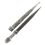 3971/АД Оружие сувенирное КИНЖАЛ ДАМАСК с серебром (скань)) в коробке(кож/зам)