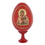 0063254/8,5см ЯЙЦО ПАСХАЛЬНОЕ С ЛИКОМ "БМ ФЕОДОРОВСКАЯ" на подставке 12см  (дерево)